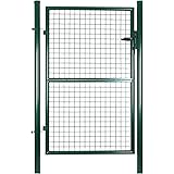 SONGMICS Gartentor aus verzinktem Stahl, Gartentür, Zauntor, Hoftor, mit Schloss, Türklinke und Schlüssel, 106 x 150 cm (L x 