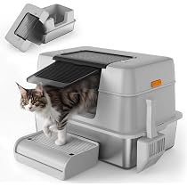 XXXL Edelstahl-Katzentoilette Mit Deckel – 71 X 52 X 43 Cm, Für Große & Mehrere Katzen