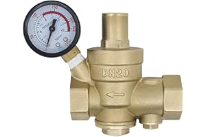 OEMCLIMA Valvola riduzione pressione acqua con filtro sostituibile - femmina 1/2 3/4 1 1-1/4 1-1/2 2 pollice - regolatore di pressione acqua con manometro (DN15-1/2 pollice)