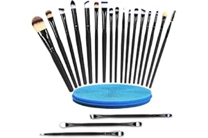 NECESSARIOITALIA 21 Pezzi – New Model 2024 - Set Di Pennelli Professionali Per Trucco, Volto Ombretti E Eyeliner Powder Liquido Makeup Brushes Cosmetics - Pennello Da Sfumatura. Con Pulisci Pennelli In Slicone