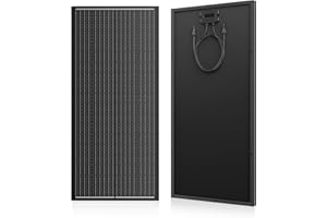 WERCHTAY Panel solar de 100 W, módulo solar monocristalino de alta eficiencia, marco de aluminio negro 12 V/24 V, ideal para central eléctrica de balcón, autocaravana, hangar, barco