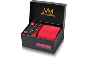Massi Morino Corbatas de hombre y pañuelos con gemelos, clip de corbata set I Accesorio traje de hombre modernas para boda