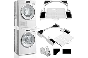 ‎KISS CORE Kiss Core Zwischenbaurahmen Trockner Waschmaschine Verbindungsrahmen Waschmaschine Trockner Universell, Stapelset mit Abnehmbares Regalbrett für alle Marken mit Breite von 53-68cm