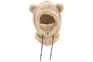 NLAND Cagoule Enfants Bonnet Echarpe Bébé Fille Garçon Hiver Chaud Cache Oreilles Mignon Chapeaux en Capuche Multifonction Thermique Coupe-Vent pour 3-8 Ans