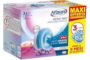 Ariasana Tripack Lavanda, Ariasana Aero 360° Ricarica per Dispositivi con Capacità ≥ 450g, Tab Profumate Assorbi Umidità, Ricarica Tab contro i Cattivi Odori, 1 Confezione da 3 da 450g