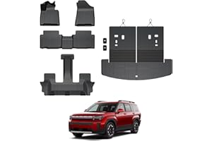 GALVAGNITE Floor Mats for 2024 2025 Hyundai Santa Fe 6-Seat/7-Seat (Fit Hybrid and Fuel), All Weather TPE Floor Mat and 2-in-1 Cargo Mat with Backrest Mat for Santa Fe Accessories