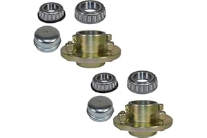 AB Tools Pair Of Trailer Cast Wheel Hub 4" PCD 1" Taper Bearing 4 Stud With Nuts And Cap