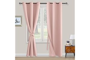 XWZO Blickdichte Vorhänge Verdunklungsvorhänge mit Ösen 2 Stücke Gardienen mit Raffhalter Lichtundurchlässige Vorhänge für Schlafzimmer,WonhzimmerBüro, 229x117 cm, Hellpink