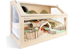 Niteangel Vista Hamster Cage W/Oblique Opening Cage Door - MDF Aspen Small Animal Cage for Syrian Dwarf Hamsters Degus Mice or Other Similar-Sized Pets (Small - 32.9 x 17.2 x 21.1 inches)