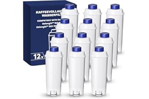 Filswa Filtro dell'acqua completamente automatico, ricambio compatibile con Delonghi serie ECAM, Dinamica, Cappuccino System, Magnifica, ETAM Autentica e vari modelli di Esam, (12)
