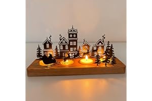 TCCYDM Kerzenständer Weihnachten, Kerzenhalter Adventskranz, Adventsgesteck Länglich, Adventskranz Metall mit Holz Haltern, Adventskranz Modern, adventskranz kerzenhalter Teelichter für Weihnachtsdeko Tisch