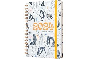 Grupo Erik: Agenda Yoga Planner 2024, Agenda Settimanale 2024 A5 12 mesi, 14,8 x 21 cm, da Gennaio a Dicembre 2024, Agenda Settimanale ad anelli A5, Agenda Settimanale 2024 Yoga