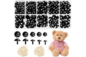 YHTCC 100PCS Safety Eyes for Crochet Toys, Craft Eyes with Backings for Amigurumi Teddy Bear Eyes Doll Making DIY Crafts,Black Plastic Toy Eyes (6-12 mm) with Storage Box