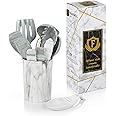 FAGANO 12 Piece Silicone Kitchen Utensils Set | Heat Resistant and Non-Stick Kitchen Utensils | Original Kitchen Utensils Sets | Grey and White Marble Effect