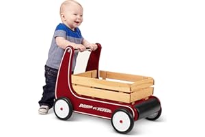 Radio Flyer Classic Walker Wagon, Sit to Stand Toddler Toy, Wood Walker, For Ages 1-4, Red