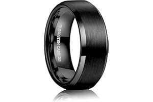 YADOCA Bague Homme Tungstène 8mm, Alliance Homme Bagues Anneau de Mariage/Fiançailles/d'Amitié/Bague de Qualité Argent Noir Bijoux de Mode, Taille 52(16.6)-72(22.9)