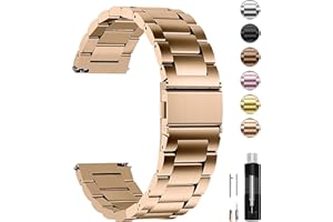 Fullmosa Bracelet Montre en Acier Inoxydable 22mm Compatible avec Samsung Galaxy Watch 46mm/Galaxy Watch 3 45mm/Gear S3 Frontier/Huawei GT2/3/3 Pro/Garmin Vivoactive 4/Venu 2 Or Rose pour Homme/Femme