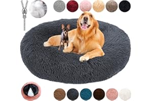 KZhanmy Panier Chien Rond Dehoussable,Grande Taille Apaisant Chien Coussin Lavable Anti-dérapant Anti Strss,Lit Chien Moelleux en Doux,Grand et Moyenne Tapis,12 Couleurs-Dark Gray||XL-80cm/31.4in