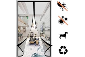 FSMYYXGS Mosquitera MagnéTica para Puertas, Con Sellado Automaticamente Imanes Anti Mosquito Insecto Mosquitera Manos Libres, Puede Instalar ​Sin Taladrar, para BalcóN Cocina-Black-c||85x210cm(33x82inch)