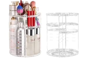 LUCYSTUDIO Make Up Kosmetik Organizer 360° Drehbar Kosmetische Aufbewahrungsbox Große Kapazität Transparent Rotating Makeup Aufbewahrungs Kosmetikbox für Kommode Badezimmer(Crystal Diamond)