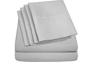 SWEET HOME COLLECTION Queen-Bettlaken-Set, 6-teilig, 1500 Supreme Collection, fein gebürstete Mikrofaser, tiefes Taschenformat, 2 zusätzliche Kissenbezüge, Queen-Size-Bett, Silber