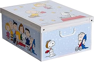 Lavatelli SNOOPY PEANUTS, Caja organizadora de almacenamiento ropa, para almacenaje decorativa en carton, 39x50x24 cm, para armario, baul, zapatos, calcetines, juguetes, regalo, con tapa