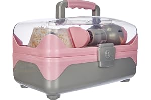 Theo Klein 5862 Braun Hairdresser's Case I With Battery-Powered Hairdryer I Lots of Hairdressing and Styling Accessories I Dimensions: 27.5 cm x 16.5 cm x 16 cm I Toy for Children Aged 3 Years and up
