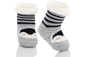 PONCEAU Kids Fluffy Socks - Kids Slipper Sock for Boys Girls Grip sock boys for Winter,Soft,Age（6 Months-12 Years）,Non-slip,Fleece Lining,Warm,Thermal Perfect for Bed,Home