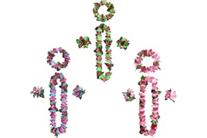 duoyif Ghirlande Hawaiane Corona Hawaiana Tropicale Ghirlanda Di Spiaggia Collana Di Ghirlande Hawaiana Braccialetto Fascia Hawaiana Party Decorazioni Per Cheerleader Feste a Tema Carnevale (A)