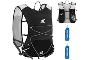 SKYSPER Gilet Hydratation Running 12L, Sac Trail avec 2 Bouteilles Souples 500ml Sac Hydratation Running pour Course à Pied Marathon Trail Randonnée