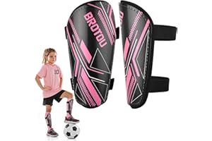Youth Football Shin Pads, BROTOU Breathable Kids Shin Guards, Non Slip Extended Adjustable Straps, High Strength Calf Protective Gear for Boys Girls Teenagers