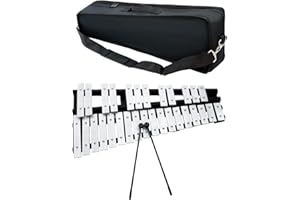 BQKOZFIN 30 Notes Foldable Glockenspiel Xylophone Vibraphone Percussion Instrument, with 2 Mallets, Carrying Bag, Professional Percussion Instrument (Black)