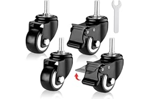 UMILKI 4 Roulettes Pivotantes 40mm, Roulettes pour Meubles Dont 2 Avec Frein, Roulette sans Traces au Sol Pour Charge Lourde Jusqu'à 30KG pour Tables, Chariots, Armoires, Étagères