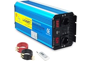 YINLEADER Inversor de corriente de 4000 W, 12 V, 230 V, mando a distancia, 2 LED, 2 enchufes y USB, potencia de impacto de 8000 W