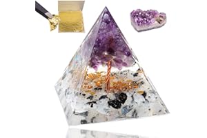 Halukakah Pyramiden Kristalle und Steine Amethyst & Mondstein Feng Shui Orgonit Chakra Authentischer Edelstein Reiki 5cm Ornament