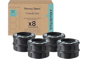 Tommee Tippee Twist and Click Advanced Nappy Bin Original Refill Cassettes, Exclusive Pack of 8, 10.5 metres each, for Easy refill and Great value, 8 X 10.5m (pack may vary).