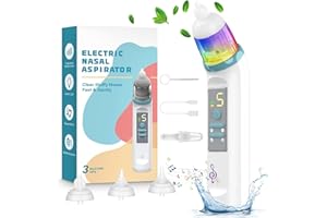 Daxiongmao Nasensauger Baby, IPX7 Wasserdichter elektrischer Vorschule automatischer Reiniger, Baby Nasensauger Baby mit 3 Silikonspitzen, einstellbare 5 Stufen Saugkraft, Musik & bunte