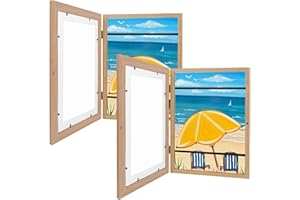 Lenugeo Bilderrahmen Für Kinderzeichnungen, DIN A4 Kunst Kinder Rahmen, Klappbarer Befüllbarer Kunstfotorahmen Frontöffnung | Holz*2
