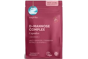 INSPIRIKO D Mannose 1000Mg Tablets Complex - 3-in-1 D-mannose Capsules with High-Strength Cranberry Extract & Vitamin C. 60 Capsules. Made in UK