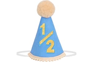 DRESHOW 1/2 Års Födelsedagsmössa Halvårsdagskonmössor med Pomponer 6 Månader Cake Smash Fotorequisita Huvudbonader för Flicko