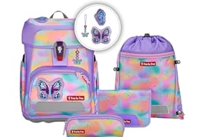 Step by Step Schulranzen-Set Cloud, 5-teilig, ergonomischer Tornister mit Reflektoren, höhenverstellbar mit Hüftgurt, ab der 1. Klasse, 19L