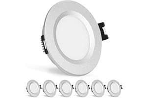 ‎GR4TEC Gr4tec Set of 6 LED Recessed Spotlights, 12 V, Dimmable, IP44 Aluminium LED Spotlight, Warm White, 3000 K, 84 Ra, 3 W, Recessed Furniture Light, Ultra Flat 12 mm, Hole 58-62 mm, 12 V Ceiling