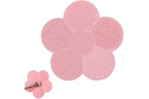 iJiGui Make-up Pinsel Reinigungsmatte, Silikon Makeup Pinsel Reiniger, Make-up-Pinsel-Schrubber-Pad, Tragbares Waschwerkzeug für Make-up Pinsel mit Saugnapf (Rosa)