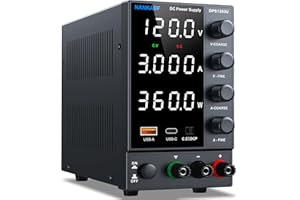 NANKADF Labornetzgerät einstellbar 120V 3A, Variables DC-Netzteil mit USB-A/Typ-c-Schnellladeanschluss, hochpräzise 4-LED-Anzeige Bank Encoder-Regler-Stromversorgung
