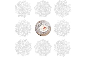 GLOBALDREAM Set de Table Rond évidé, 8 pièces Napperons Set de Table Tapis de Table pour Table Salle à Manger Cuisine (Argent, 38cm)