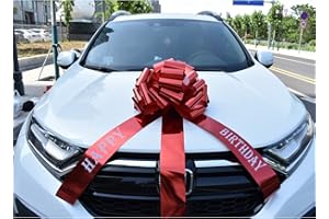Chexin Riesige Große Rote Schleife für Auto Geburtstag Geschenk Dekor Happy Birthday Geschenkverpackung Car Ribbon Bow für Fahrrad Party Feier, Car Bow mit Bänder 600 cm Lang