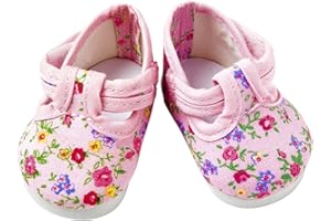 FRILLY LILY Pink Flower Dolly Doodle Shoes large size 8.2 cmx 4.2cm.TO FIT DOLLS SUCH AS 43cm BABY ANNABELL
