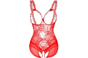 SKTIISN Sexy Dessous Set Outfit Corsage Nachtwäsche Sleepwear Kleidung Party Negligee Babydoll Sexy Spitze Unterwäsche Teddy Bodysuit Tiefer sexy Dessous reizwäsche Outfit unterwäschedamen für
