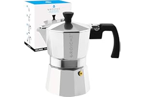 GROSCHE Milano Stovetop Espresso Maker Moka Pot 3 espresso Cup - 5oz, Silver- Cuban Coffee Maker Stove top Coffee Maker Moka Italian Espresso greca Coffee Maker Brewer Percolator