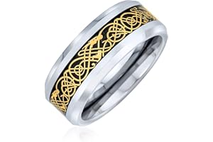 BLING JEWELRY Personnalisez Vos Baguee Mariage En Titane Pour Hommes Pour Femmes Avec Incrustation De Fibre De Carbone Et Nœud Celtique De 8Mm De Large En Bleu, Noir, Doré, Personnalisable.